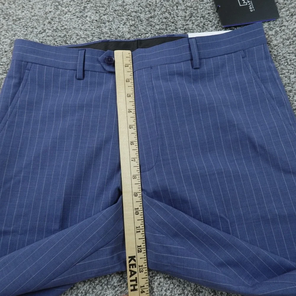 NEW Michael Strahan Pants Mens 32X32 Blue Pinstripe Wool Dress Chino Trouser
